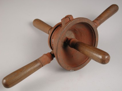 Four-piece mold for collar or top of pot or jug, mold casting tool tools equipment base metal cast iron wood iron, cast turned