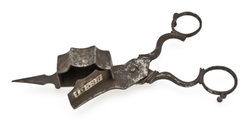 Candle snout or muzzle scissors, candle nippers muzzle scissors tool kit ground find iron metal, forged Muzzle Shears