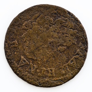 Copper coin, double tournois of Louis XIII, double tournois coin money swap soil find copper metal, minted Copper coin