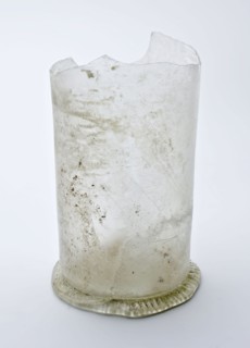 Fragment of stand ring, bottom and shaft of beaker, beaker drinking glass drinking utensils tableware holder soil find glass