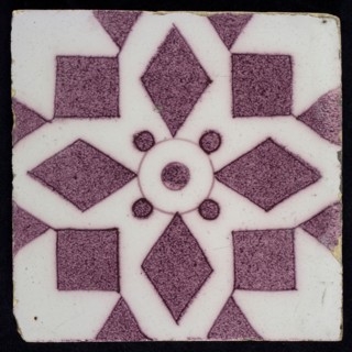 Aalmis, van Traa, Ornament tile, sprinkled purple ornament tile with geometric pattern, wall tile tile sculpture ceramic