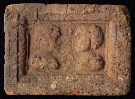 Hearthstone, Luiks, from Luik, Liege Belgium, with wide frame, with male and female head, fireplace stone fireplace component