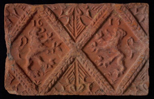Hearthstone, from Antwerp Belgium, without frame, with lions and year, hearth fireplace part ceramics brick glaze, baked Hearth