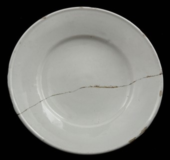 Faience plate, white tin glaze without further decoration, dish plate crockery holder earth discovery ceramic earthenware glaze