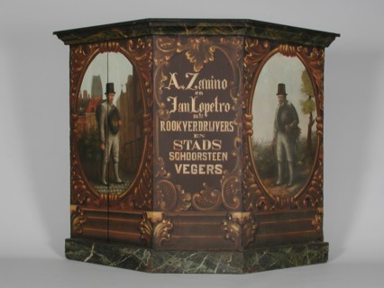 Facade plate chimney sweepers Zanino & Lopetro, facade panel building component wood paint, painted Wooden board consisting of