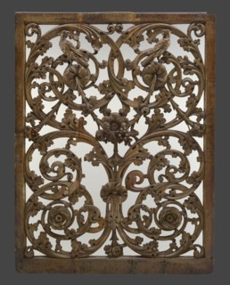 Cutting frame or skylight with vines, leaves and flowers, in which two birds, cutting window toplight carving sculpture