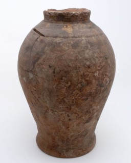 Earthenware pot on stand, baluster shape, used in the sugar industry, sugar pot pot holder soil find ceramic earthenware glaze
