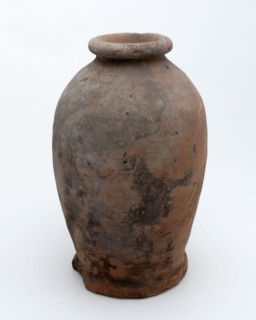 Pottery pot on stand, baluster shape, used in the sugar industry, sugar bowl pot holder soil find ceramic earthenware glaze lead