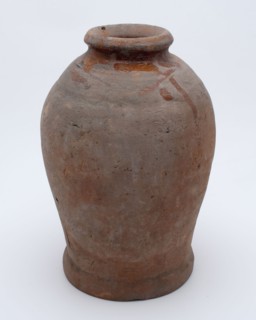 Pottery pot on stand, baluster shape, used in the sugar industry, sugar bowl pot holder soil find ceramic earthenware glaze lead
