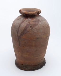 Pottery pot on stand, baluster shape, used in the sugar industry, sugar pot pot holder soil find ceramic earthenware glaze lead