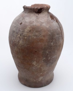 Pottery pot on stand, baluster shape, used in the sugar industry, sugar bowl pot holder soil find ceramic earthenware glaze lead