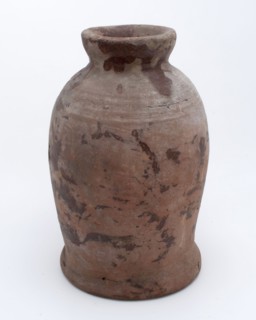 Earthenware pot on stand, baluster-shaped, used in the sugar industry, sugar pot pot holder soil find ceramic earthenware glaze