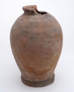Earthenware pot on stand, baluster shape, used in the sugar industry, sugar bowl pot holder soil find ceramic earthenware glaze