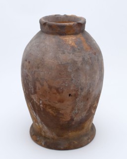 Pottery pot on stand, baluster shape, used in the sugar industry, sugar pot pot holder soil find ceramic earthenware glaze lead