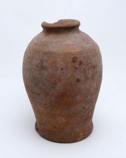 Pottery pot on stand, baluster shape, used in the sugar industry, sugar bowl pot holder soil find ceramic earthenware glaze lead