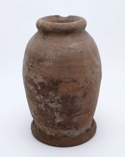Pottery pot on stand, baluster shape, used in the sugar industry, sugar bowl pot holder soil find ceramic earthenware glaze lead