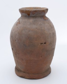 Pottery pot on stand, baluster shape, used in the sugar industry, sugar bowl pot holder soil find ceramic earthenware glaze lead