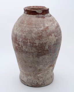 Pottery pot on stand, baluster shape with short neck, used in sugar production, sugar bowl pot holder soil find ceramic