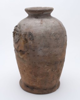 Pottery pot on stand, baluster shape, used in the sugar industry, sugar bowl pot holder soil find ceramic earthenware glaze lead