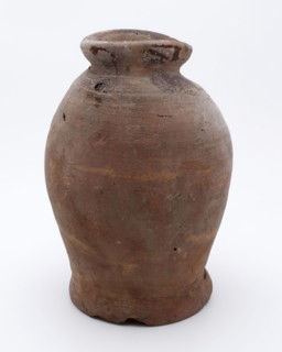 Pottery pot on stand, baluster shape, used in the sugar industry, sugar bowl pot holder soil find ceramic earthenware glaze lead
