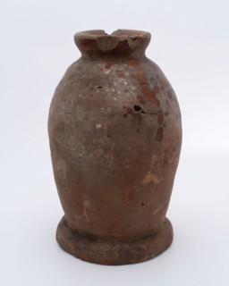 Pottery pot on stand, baluster shape with short neck, used in sugar production, sugar pot pot holder soil find ceramic