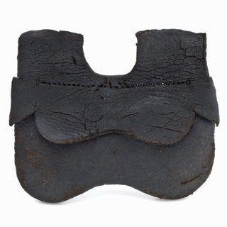 Leather purse or money bag with two belt loops, front flap and at least three compartments, money pouch holder soil found