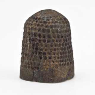 Copper molded thimble, thimble sewing kit soil find brass copper metal, cast Copper cast thimble with left spinning spiral