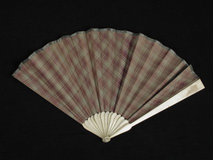 Small folding fan with legs frame and fan blade of silk with green and purple diamond, folding range impeller clothing accessory