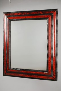 Rectangular mirror, interior design glass glass pine wood turtle, Wooden profile frame with turtle veneer and rubber frame