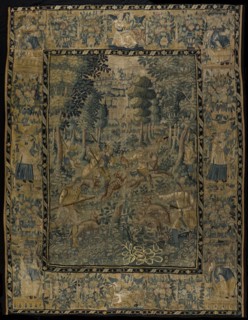 Tapestry with show panther hunting, tapestry wall coverings wool silk, textile weaving tapestry Tapestry with show panther hunt