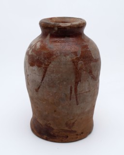 Pottery pot on stand, baluster shape, used in the sugar industry, sugar bowl pot holder soil find ceramic earthenware glaze lead