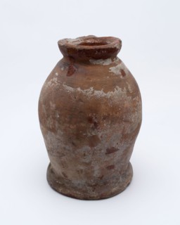 Earthenware pot on stand, baluster shape, used in the sugar industry, sugar bowl pot holder soil find ceramic earthenware glaze