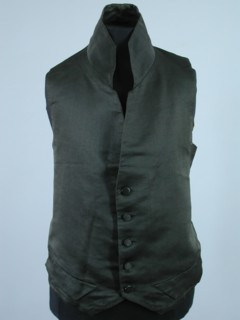 Mens vest of dark brown silk with stitched side seams, vest outerwear men's clothing silk linen plastic shoulder, waist, bottom
