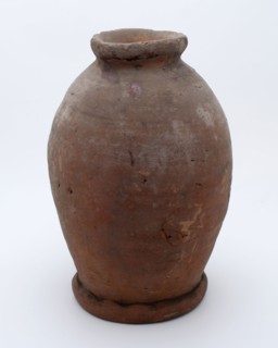 Pottery pot on stand, baluster shape, used in the sugar industry, sugar bowl pot holder soil find ceramic earthenware glaze lead