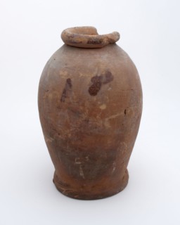 Pottery pot on stand, baluster shape, used in the sugar industry, sugar bowl pot holder soil find ceramic earthenware glaze lead