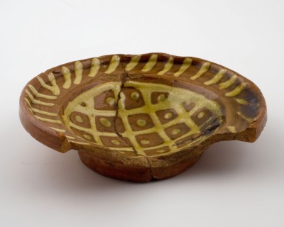 Earthenware salt bowl with white line and check pattern in sludge technology, salt barrel tableware holder earth discovery