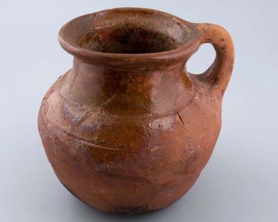 Earthenware chamber pot, with vaulted bottom, sparsely glazed, pot holder sanitary soil find ceramic earthenware glaze lead