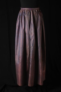 Silk tablier, purple and white striped with pink changeant effect, apron outerwear work wear women's clothing silk mid front