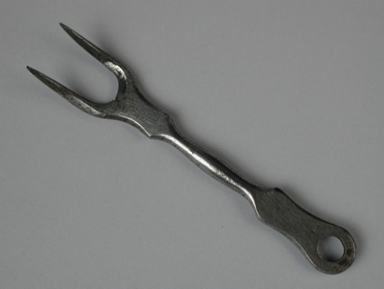 metal worker: Gresnich, Steel miniature meat fork or carving fork, front fork fork kitchen utensils equipment miniature toy