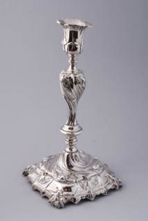 Silversmith: Anthony Huijs, Silver candlestick decorated with floral motifs, candlestick candlestick candleholder silver, cast