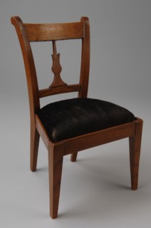Elmwood doll chair with black velvet seat and tulip shape as bar in the backrest, doll chair chair seat furniture miniature toy