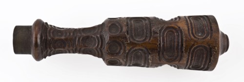 Baluster-shaped handle of knife, with wavy linear decoration, knife cutlery soil finds timber w 9.3, archeology