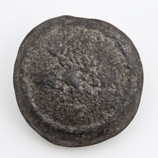 Loden disk, probably playing stone or playing disc, disc game ground find lead metal, gram cast Loden disk with flat side