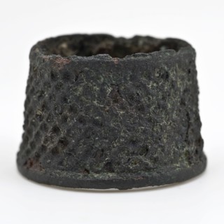 Copper molded sewing ring with thickened bottom edge, thimble sewing kit soil find copper metal, cast Copper cast sewing ring