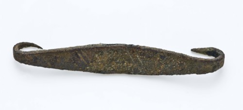 Cloak or cloche, copper strip with hooks bent in at the ends, closure clothing accessory clothes ground find copper metal