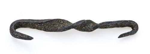 Cloak or cloche, twisted strip with hooks bent in at the ends, closure clothing accessory clothes ground find copper metal