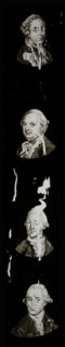 Hand-painted lantern plate with four portraits of naval heroes, slide plate slideshope images glass paper textiles, Hand-painted