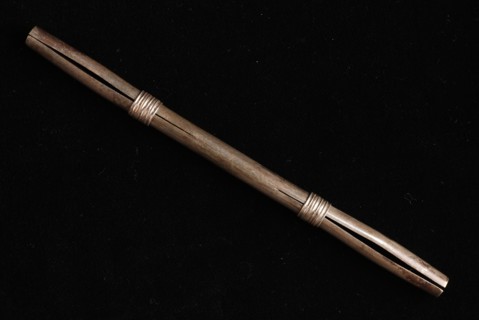Silver holder for chalk and charcoal, from archive chest Van der Werff, holder silver, Round hollow silver holder for chalk