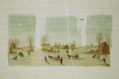 Painted glass plate for perspective box, background plate with ice face, glass plate perspective box glass paint, handpainted