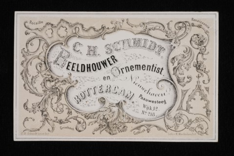 design: C.H. Schmidt, Business card C.H. Schmidt, sculptor, address card information form paper, lithography Rectangular